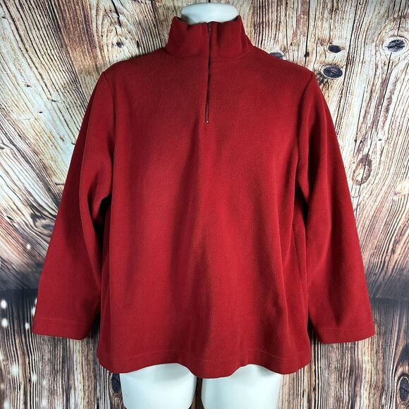 Eddie Bauer Other - Eddie Bauer Mens Size Medium Red 1/4 Zip Fleece Sweatshirt Lightweight Jacket